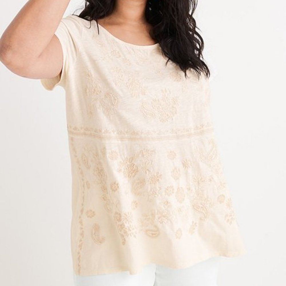 Ryllace Floral-Embroidered Marrakesh Top  1X NWT